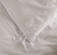 Signature Hemmed Duvet Set - White/Pewter Delicate Stripe