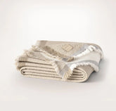 Lavé Wool Throw Blanket - Cream/Oak