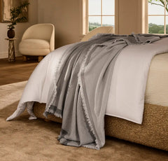 Lavé Wool Throw Blanket - Pewter/Mist