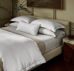 Mosaic Waffle Duvet Cover - White/White