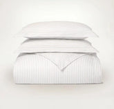 Percale Hemmed Duvet Set - White/Oak Simple Stripe