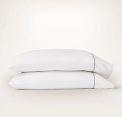 Percale Embellished Pillowcase Set - White/Shore Embroidered
