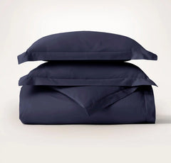 Percale Hemmed Duvet Set - Coastal Navy