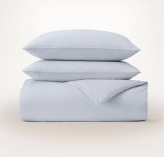Percale Embellished Duvet Set - Hydrangea/White Piped Edge