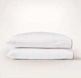 Percale Embellished Pillowcase Set - White/Coastal Navy Piped Edge