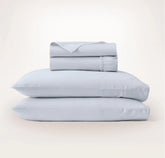 Percale Embellished Sheet Set - Hydrangea/White Piped Edge