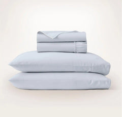 Percale Embellished Sheet Set - Hydrangea/White Piped Edge