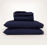 Percale Embellished Sheet Set - Coastal Navy/White Sail Stitch