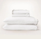 Percale Embellished Sheet Set - White/Shore/Sand Sail Stitch