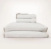 Percale Embellished Sheet Set - White/Pewter/Oak Trielle