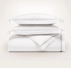 Percale Embellished Duvet Set - White/Oak Embroidered
