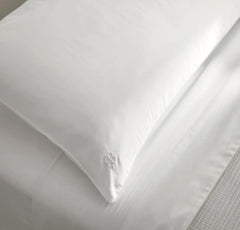 Percale Embellished Duvet Set - White/White Piped Edge