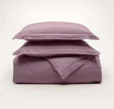 Percale Hemmed Duvet Set - Plum