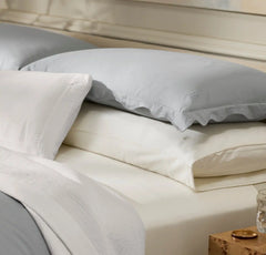 Percale Embellished Duvet Set - Shore/Shore Curved Edge