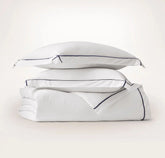 Signature Embellished Duvet Set - White/Coastal Navy Embroidered
