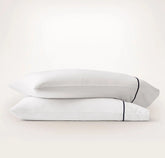Signature Embellished Pillowcase Set - White/Coastal Navy Embroidered