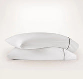 Signature Embellished Pillowcase Set - White/Deep Walnut Embroidered