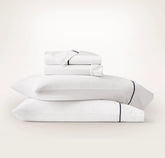 Signature Embellished Sheet Set - White/Coastal Navy Embroidered