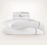Signature Embellished Sheet Set - White/Deep Walnut Embroidered