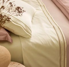 Signature Embellished Sheet Set - Cream/Sand Ladder Stitch