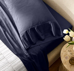 Percale Hemmed Pillowcase Set - Coastal Navy