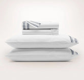 Signature Embellished Sheet Set - White/Mineral Ladder Stitch