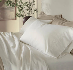 Signature Hemmed Sheet Set - White/Oak Delicate Stripe