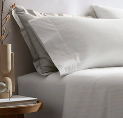 Signature Hemmed Sheet Set - White/Pewter Delicate Stripe