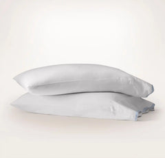 Signature Embellished Pillowcase Set - White/Hydrangea Curved Edge