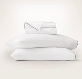 Signature Embellished Sheet Set - White/Coastal Navy Piped Edge
