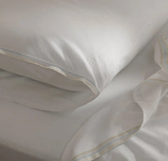 Percale Embellished Sheet Set - White/Shore/Sand Sail Stitch