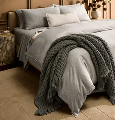 Grand Waffle Merino Wool Throw Blanket - Stone