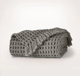 Grand Waffle Merino Wool Throw Blanket - Stone