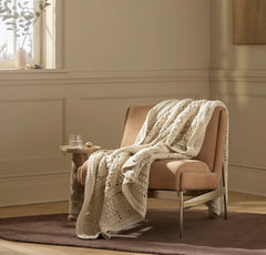 Summer Crochet Throw Blanket - Natural