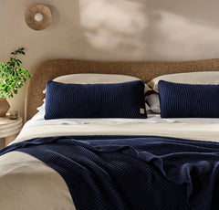 Sunday Knit Throw Blanket - Coastal Navy