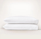 Percale Embellished Pillowcase Set - White/Pewter Piped Edge