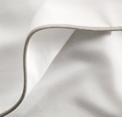 Percale Embellished Sheet Set - White/Pewter Piped Edge