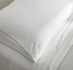 Percale Embellished Sheet Set - White/Pewter Piped Edge