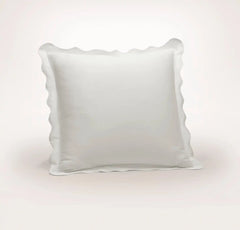 Percale Embellished Sham - White/White Curved Edge