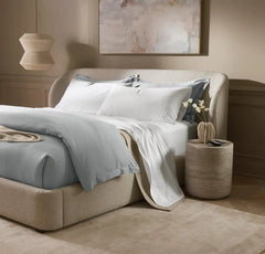 Percale Embellished Pillowcase Set - White/White Piped Edge