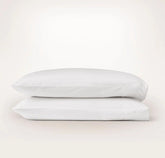 Percale Embellished Pillowcase Set - White/White Piped Edge