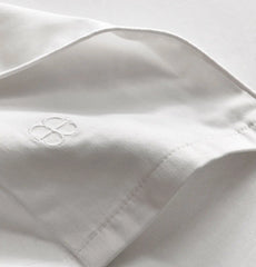 Percale Embellished Sheet Set - White/White Piped Edge