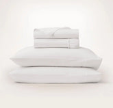 Percale Embellished Sheet Set - White/White Piped Edge