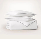 Signature Embellished Duvet Set - White/Coastal Navy Piped Edge