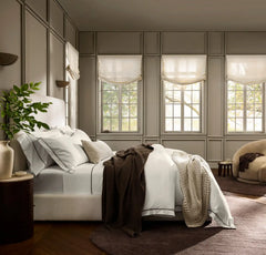 Signature Embellished Duvet Set - White/Deep Walnut Embroidered
