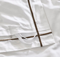 Signature Embellished Duvet Set - White/Deep Walnut Embroidered