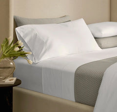 Percale Embellished Sheet Set - White/White Embroidered