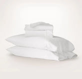Percale Embellished Sheet Set - White/White Curved Edge