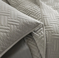 Signature Basketweave Quilted Sham - Pewter