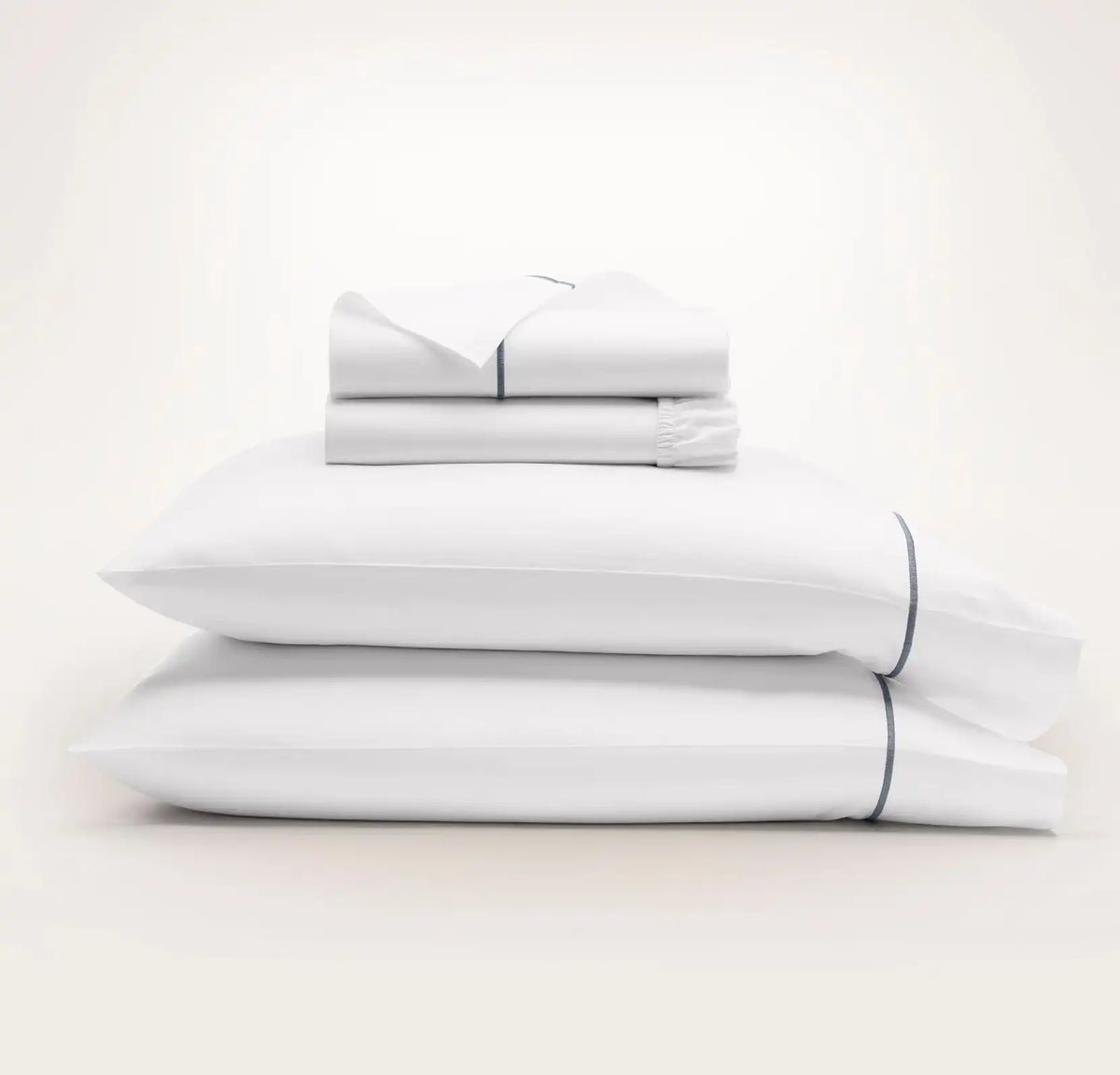 Percale Embellished Sheet Set - White/Mineral Embroidered